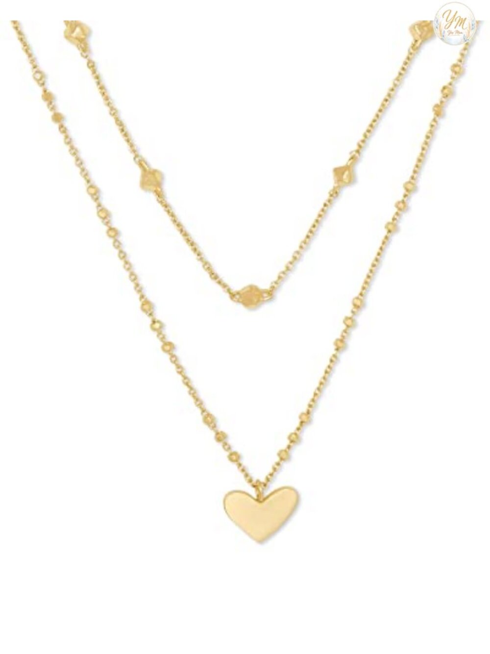 Gold Plated Multistrand Heart Necklace with Extender Chain